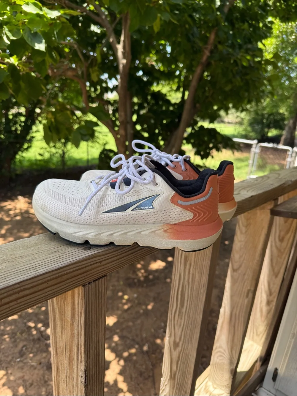 Altra White and Coral Trail Running Shoes